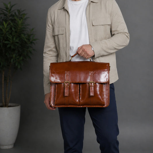 Mason Brown Full Grain Leather Breifcase