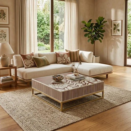 Tulip Bone Inlay Square Coffee Table