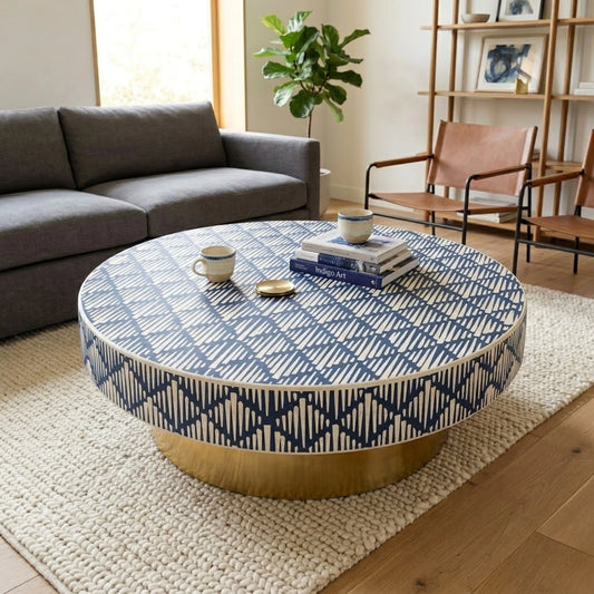 Tribal Round Inlay Coffee Table