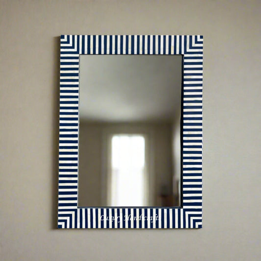 Asher Bone Inlay Stripe Mirror Dark Blue 1