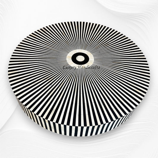 Bone Inlay Center Table Black Stripe Conical Base 2