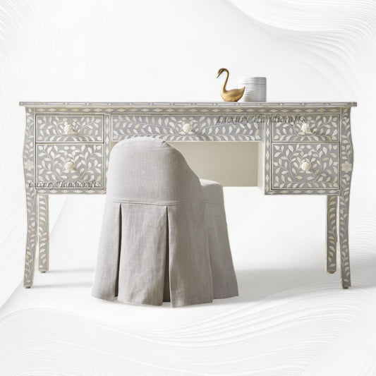 Bone Inlay console table with 5 drawers