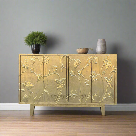 Brass Embossed Flower Carved Buffet 1