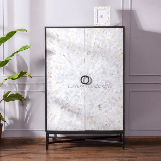 Celesta Mother of Pearl Inlay Bar Cabinet Black 1