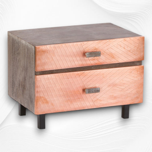 Copper Two Drawer Bedside 2