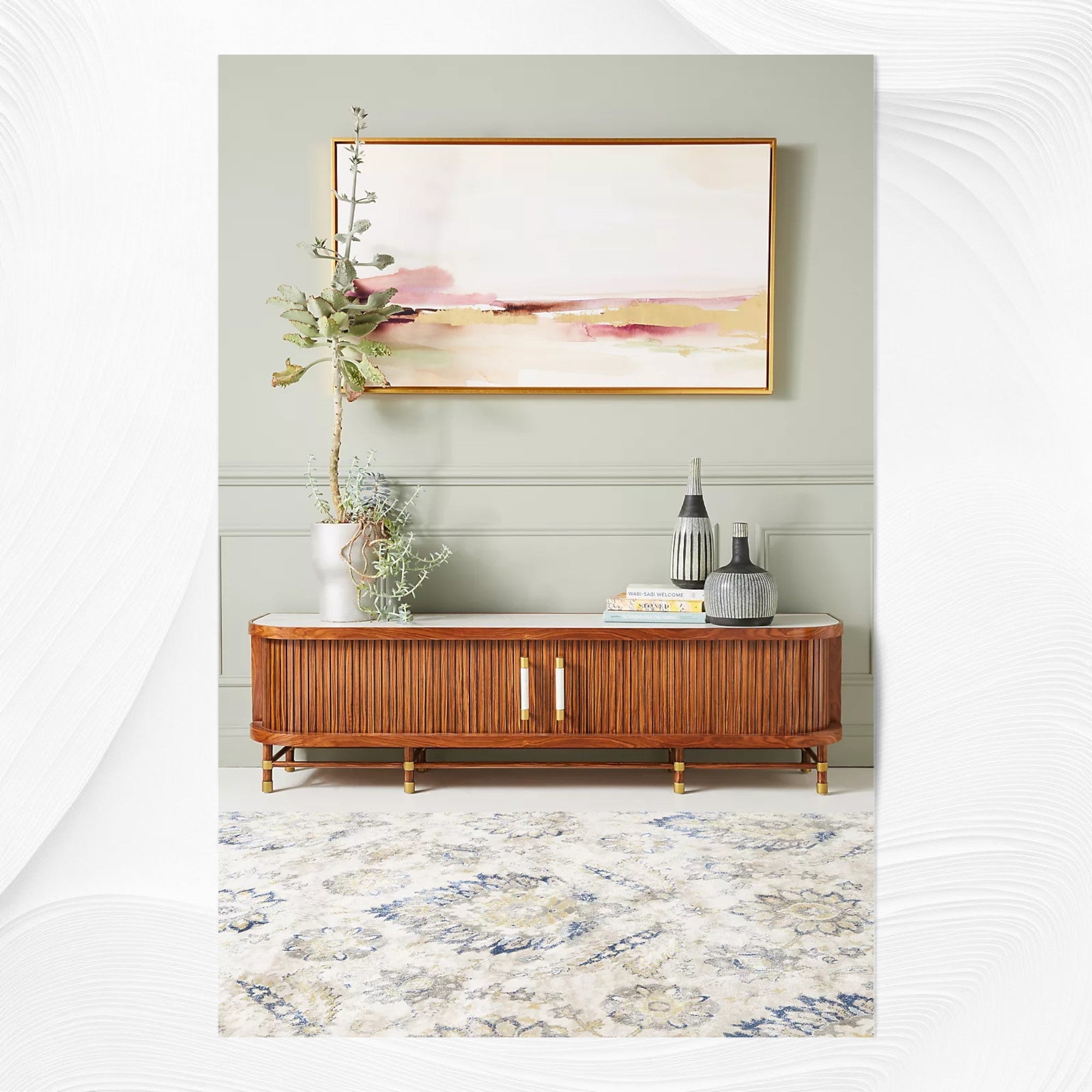 Deluxe Tamboured Media Cabinet Brown 1