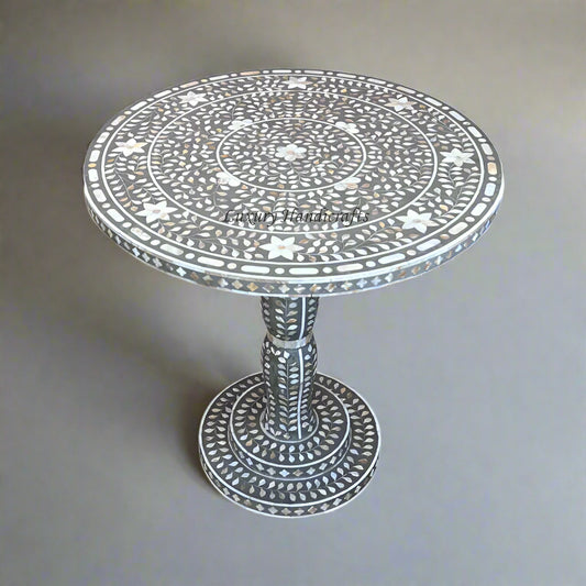 Emi Floral Mother of Pearl Inlay Dining Table Grey 1