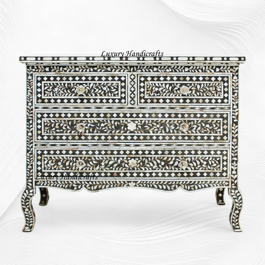 Grace Mother of Pearl Inlay 4 Drawer Dresser Black