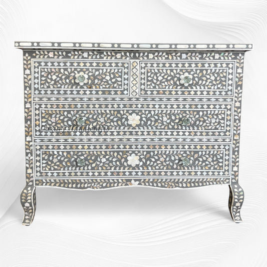 Grace Mother of Pearl Inlay 4 Drawer Dresser Grey