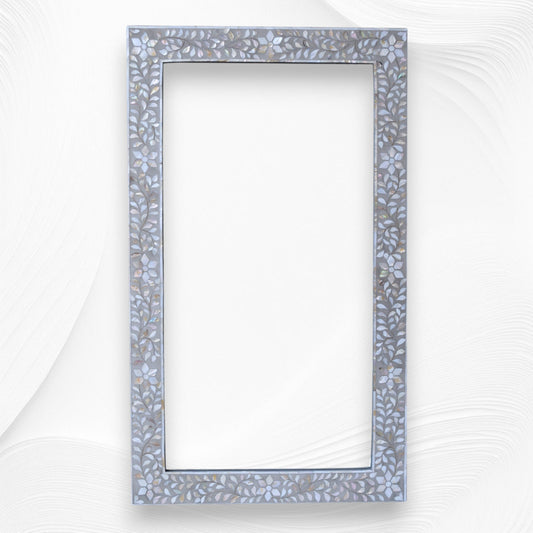 Grey Mother Of Pearl Inlay Mirror Floral