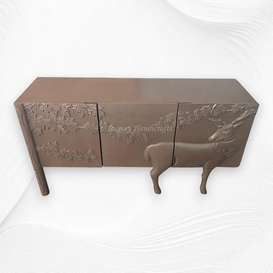 Handcarved Land and Sky Buffet Dark Brown Finish 2