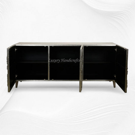 Hibiscus Embossed White Metal Sideboard 2