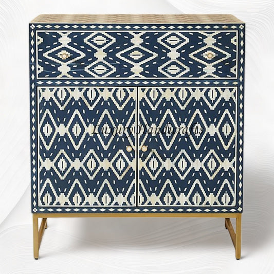 Ikat Bone Inlay Entryway Cabinet Blue 1