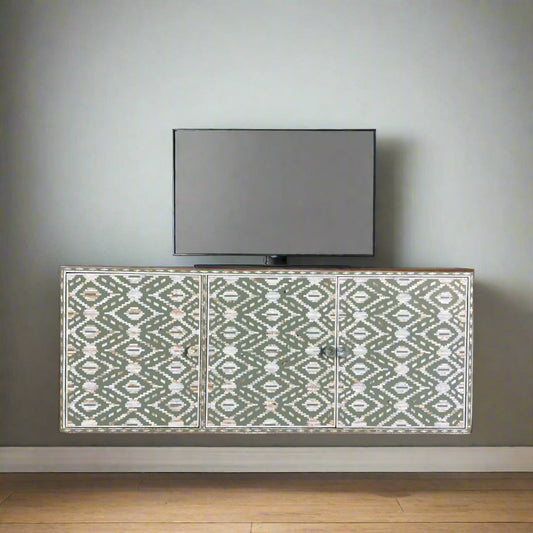 Ikat Design MOP Inlay TV Unit Wall Mounted Pepper Leaf 1