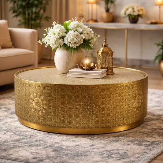 Jaden Antique Brass Embossed Coffee Table