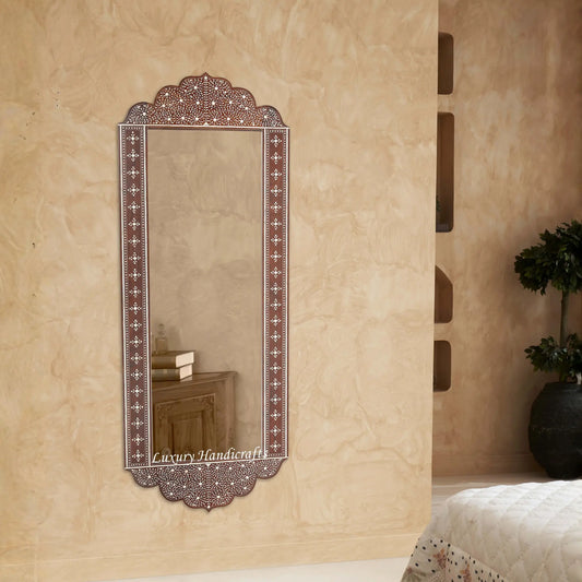Jia Teakwood Bone Inlay Full Length Mirror Natural