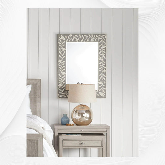 Kyra Bone Inlay Flower Wall Mirror Dusk