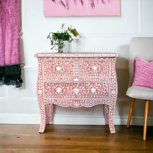 Lane Bone Inlay 3 Drawer Chest Peach