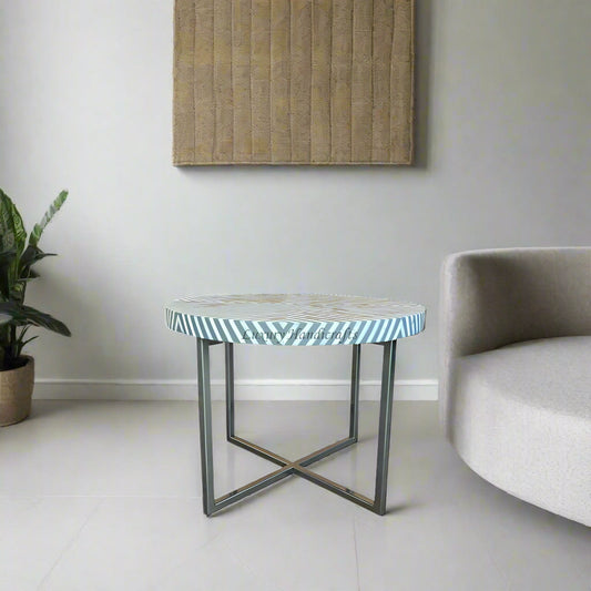 MOP Inlay Coffee Table Diamond Stripe Grey 1