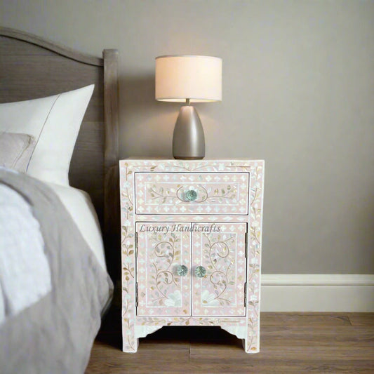 MOP 1 Drawer 2 Door Bedside Table Light Pink 1