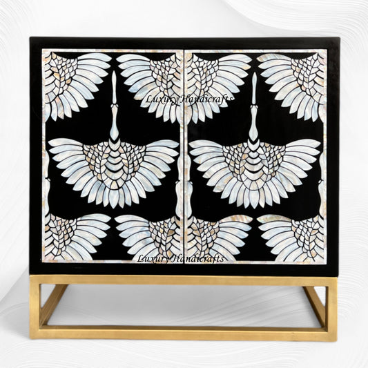 MOP Inlay 2 Door Swan Cabinet Black