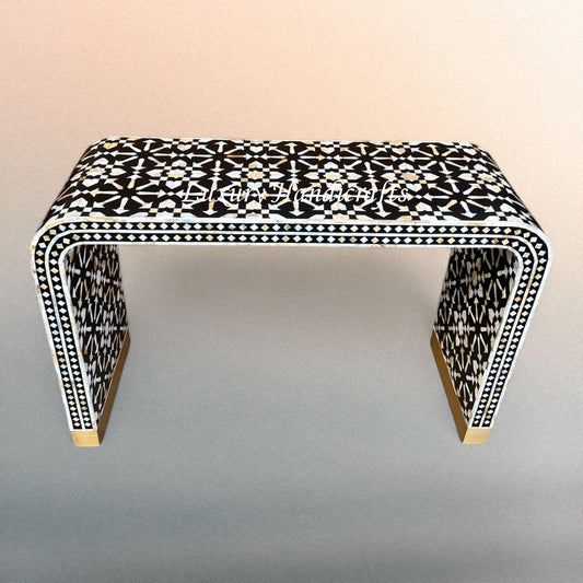 Moroccan MOP Inlay Waterfall Console Table Black 1