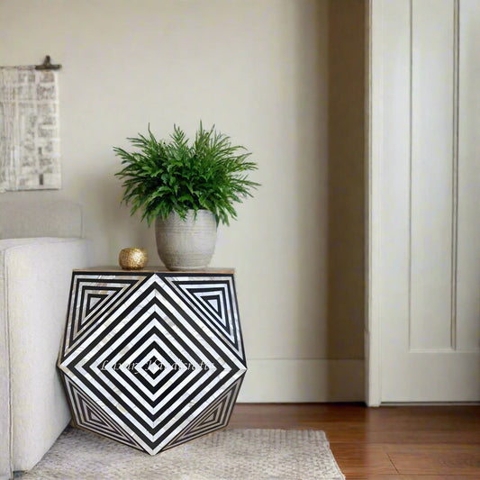Black Mother Of Pearl Inlay Octagonal Side Table 1