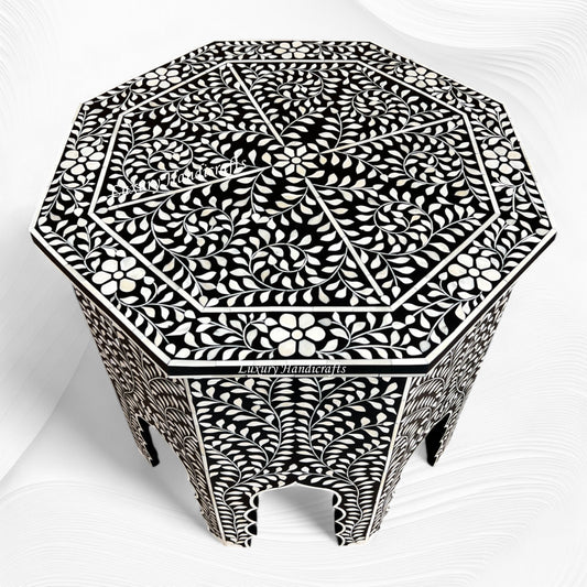 Naomi Bone Inlay Octagonal Large Side Table Pink 1
