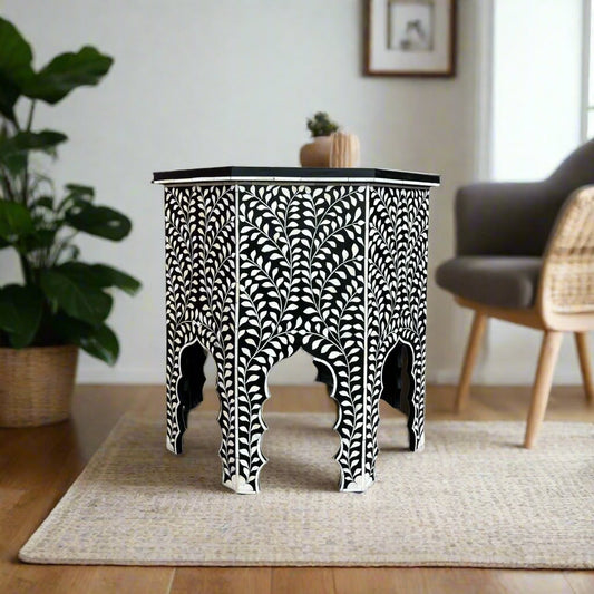 Naomi Bone Inlay Octagonal Large Side Table Pink