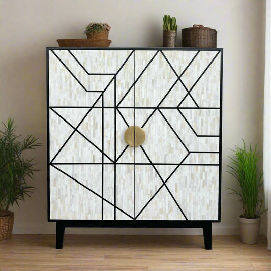 Nola Full Bone Inlay Cabinet Black