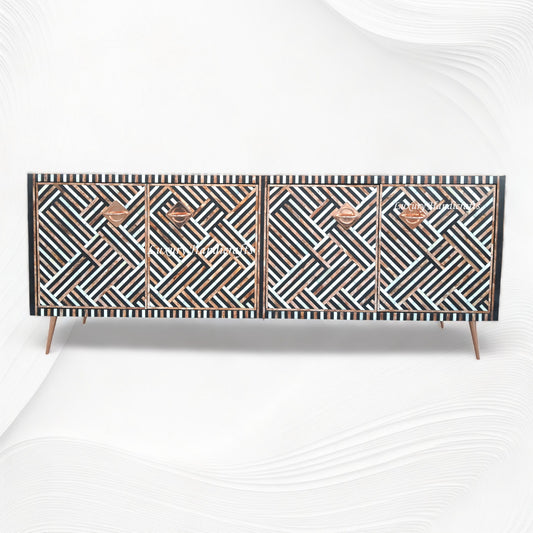 Optical Bone Inlay Media Console Brown