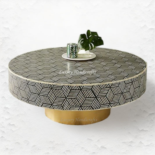 Optical Bone Inlay Coffee Table Black