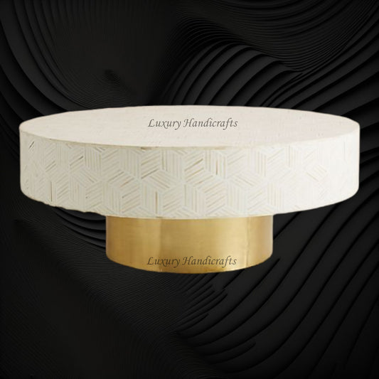 Optical Bone Inlay Coffee Table White