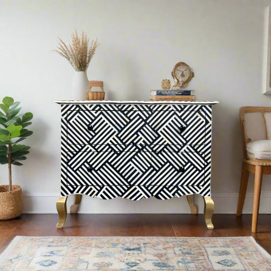 Optical Estelle Bone Inlay 2 Drawer Chest Black 7