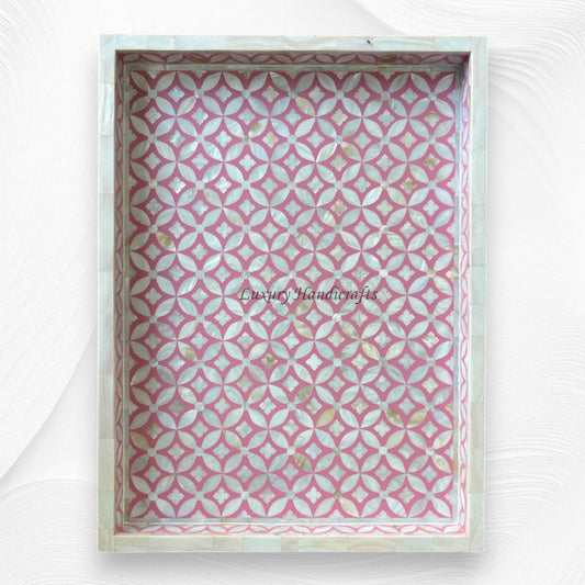 Pink MOP Inlay Tray Geometric Design 1