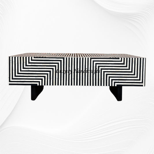 Stripe Bone Inlay Coffee Table Black