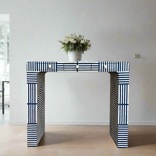 Savi Stripe Bone Inlay Console Blue