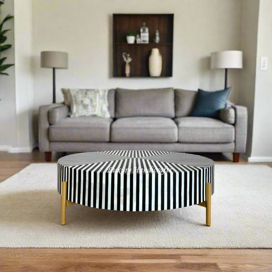 Stripe MOP Inlay Coffee Table Black Gold 1