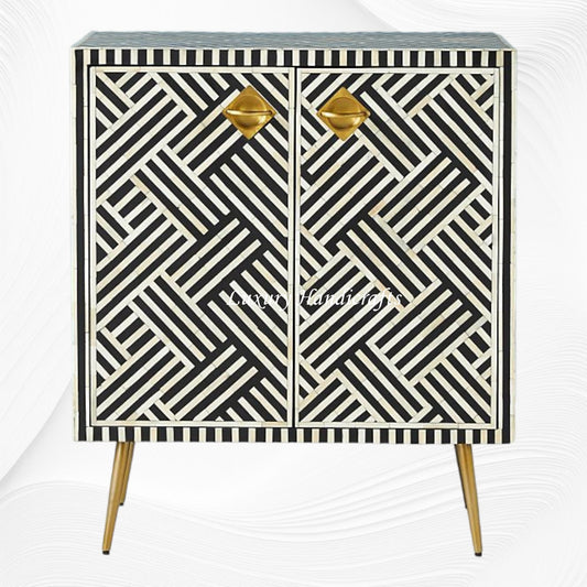 Optical Bone Inlay Entryway Cabinet Black 1