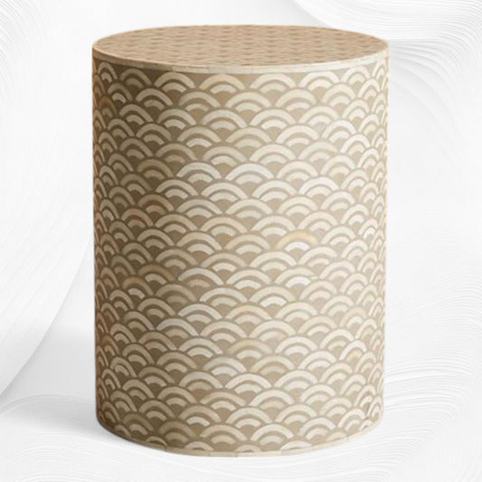 Arc Bone Inlay End Table Mud Grey