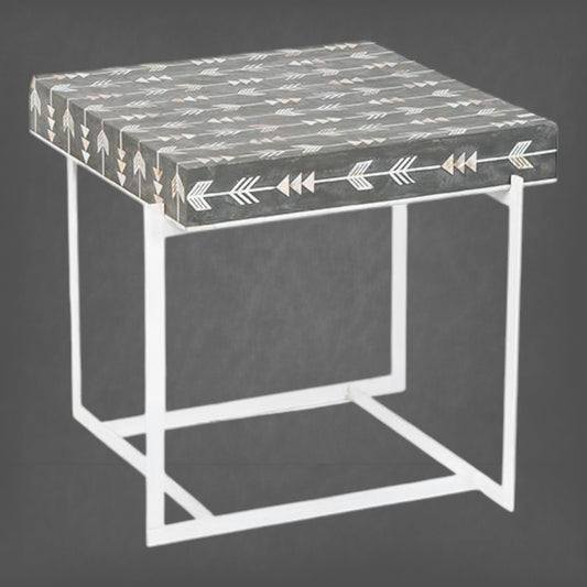 Arrow Mother Of Pearl Inlay Side Table Grey