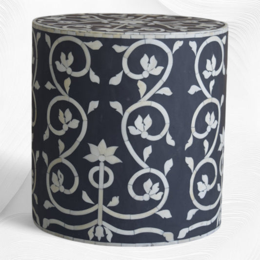 Bel Bone Inlay Stool Black