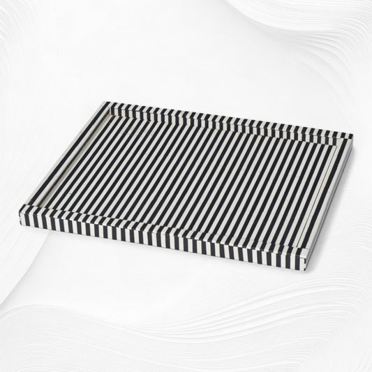 Black Colored Bone Inlay Stripe Tray