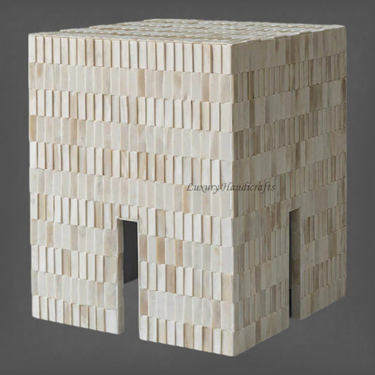 Blanch Bone Inlay Square Side Table