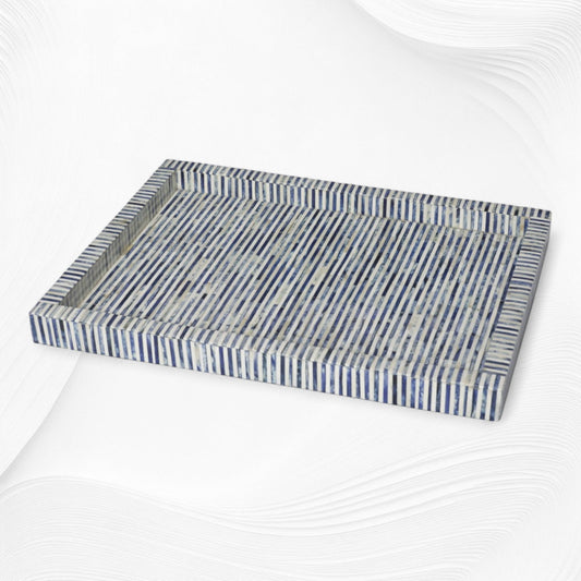 Blue Coloured Stripe Bone Inlay Tray