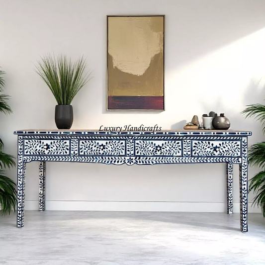 Blue Ella Colored Bone Inlay Console Table