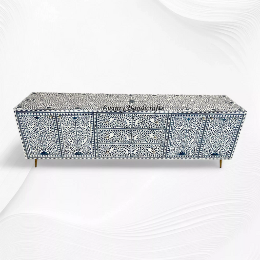 Blue Ella Colored Bone Inlay Media Cabinet