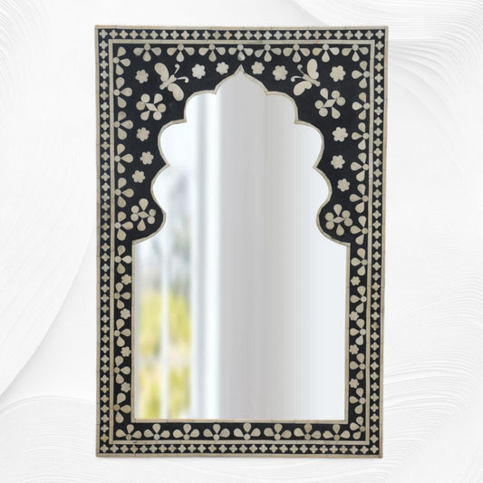Butterfly Bone Inlay Mirror Black