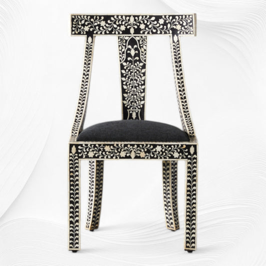 Bone Inlay Moroccan Chair Black