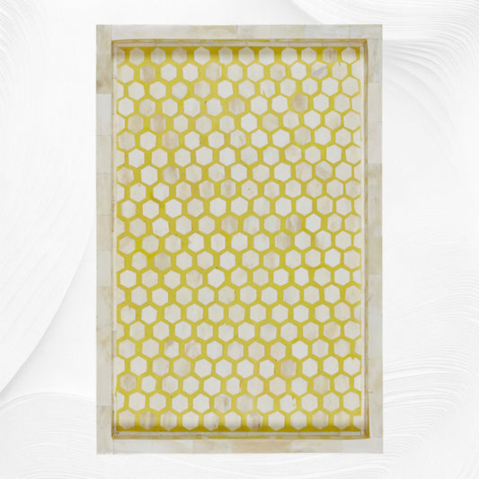 Bone Inlay Tray Inverse Hexagon Yellow